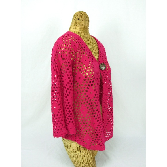 Camille & Co Womens Pink One Button Sweater Size M - Picture 2 of 6